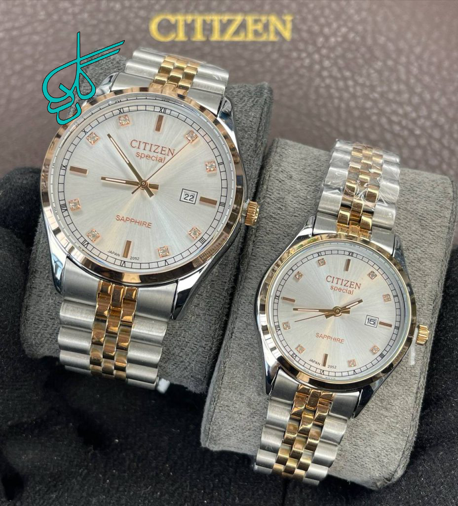 خرید ست ساعت زنانه و مردانه سیتیزن اسپشیال کیفیت عالی رنگ ثابت موتور ژاپن کد 2115947 - ردگل