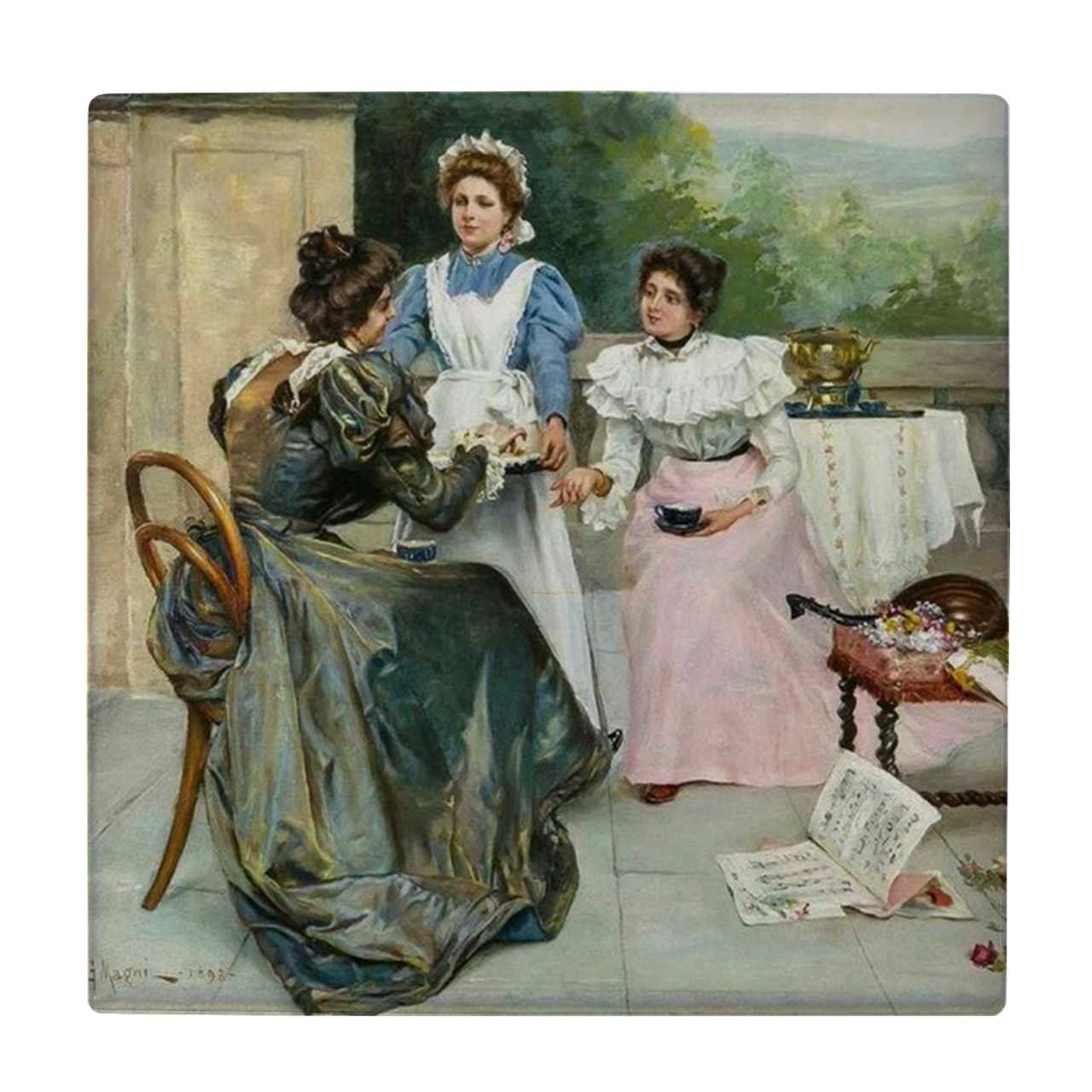 زیر لیوانی طرح نقاشی کلاسیک چند بانو کد    4046471_2545