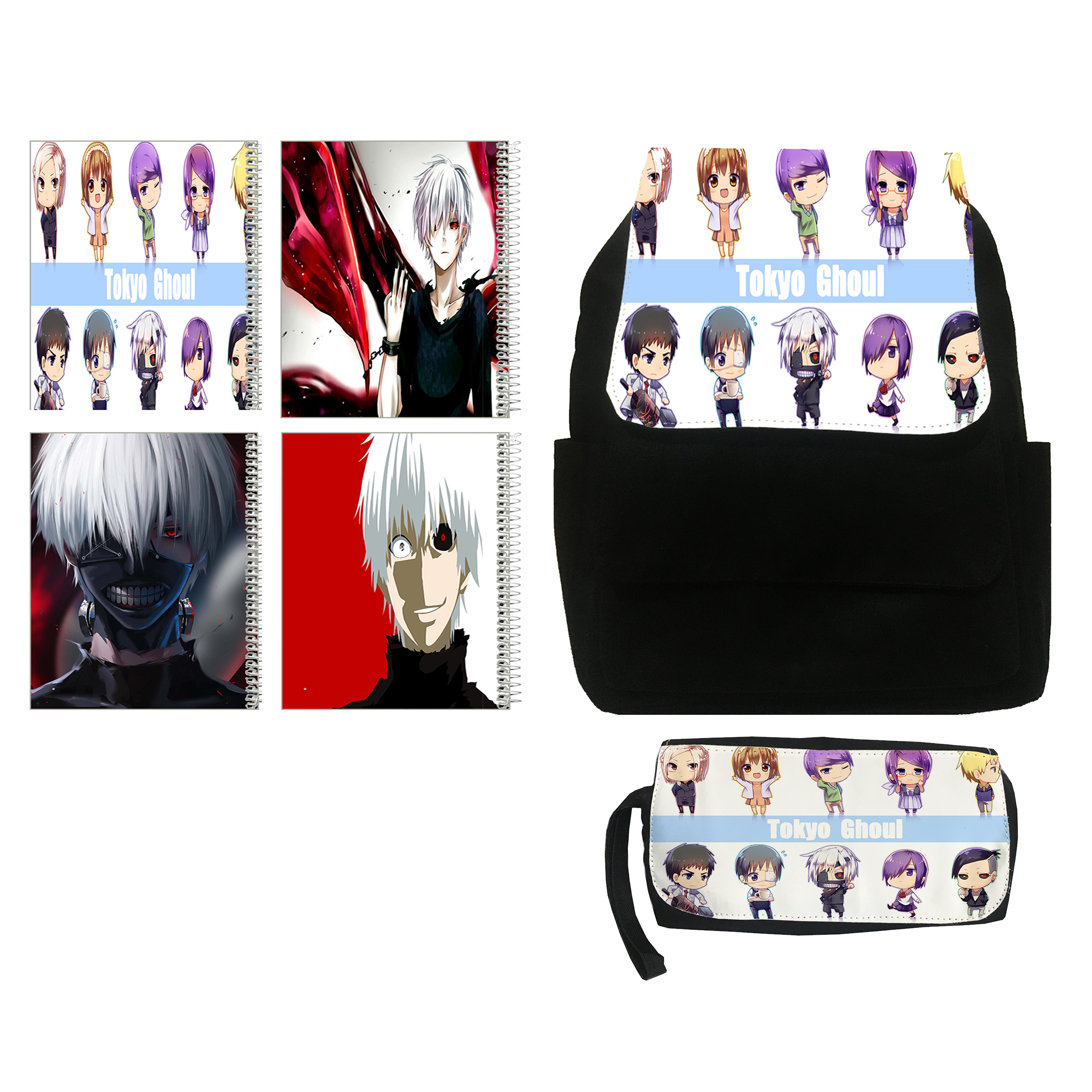  کوله پشتی مدل انیمه توکیو غول کد kj29 به همراه جامدادی و دفتر مشق 4 عددی