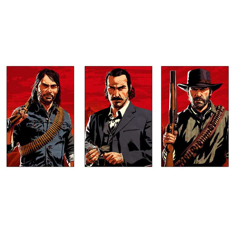 تابلو شاسی طرح بازی Red dead redemption 2 کد AP300 مجموعه سه عددی | دنیای قاب