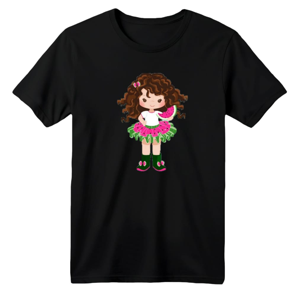 تی شرت آستین کوتاه بچگانه مدل دخترک یلدایی کد  1 رنگ مشکی