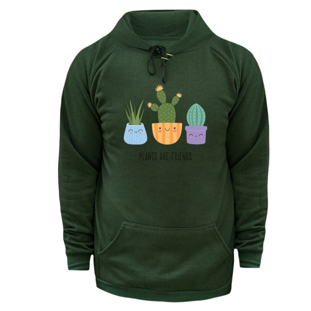 هودی زنانه مدل دوست های کاکتوس رنگ یشمی