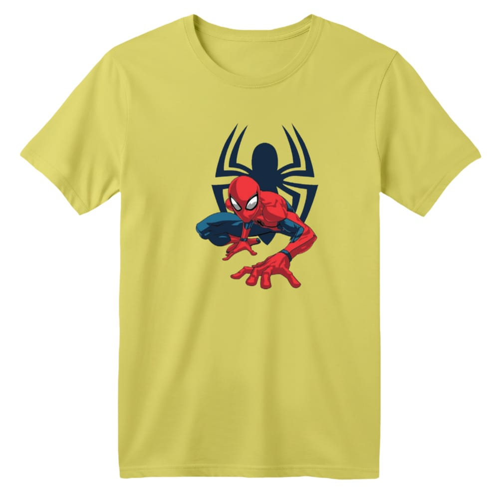 تی شرت آستین کوتاه بچگانه مدل مرد عنکبوتی کد 14 رنگ زرد لیمویی