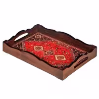 02601119-سینی دکوپاژ مستطیل کوچک 31در21سانت طرح گلیم-ماهد