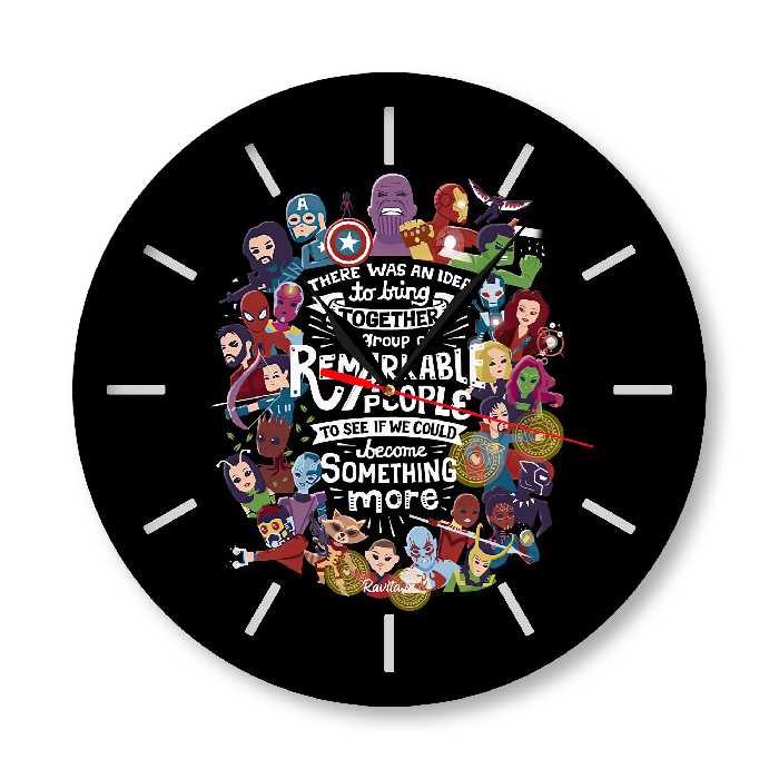 ساعت دیواری  راویتا مدل انتقام جویان کد 3372  در رنگ های مشکی و سفید 