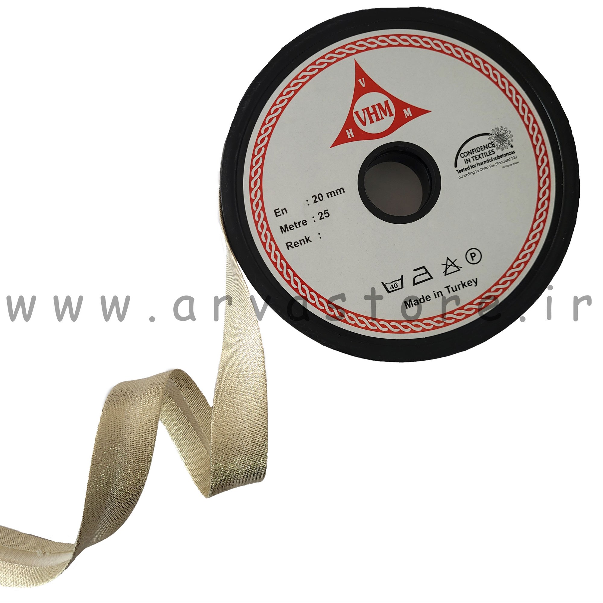 نوار اریب متالیک رنگ طلایی کاهی طول یک متر