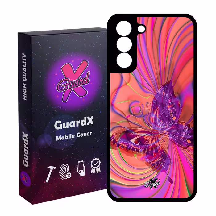 کاور گارد ایکس طرح پروانه مدل Glass10280 مناسب برای گوشی موبایل سامسونگ Galaxy S21 FE