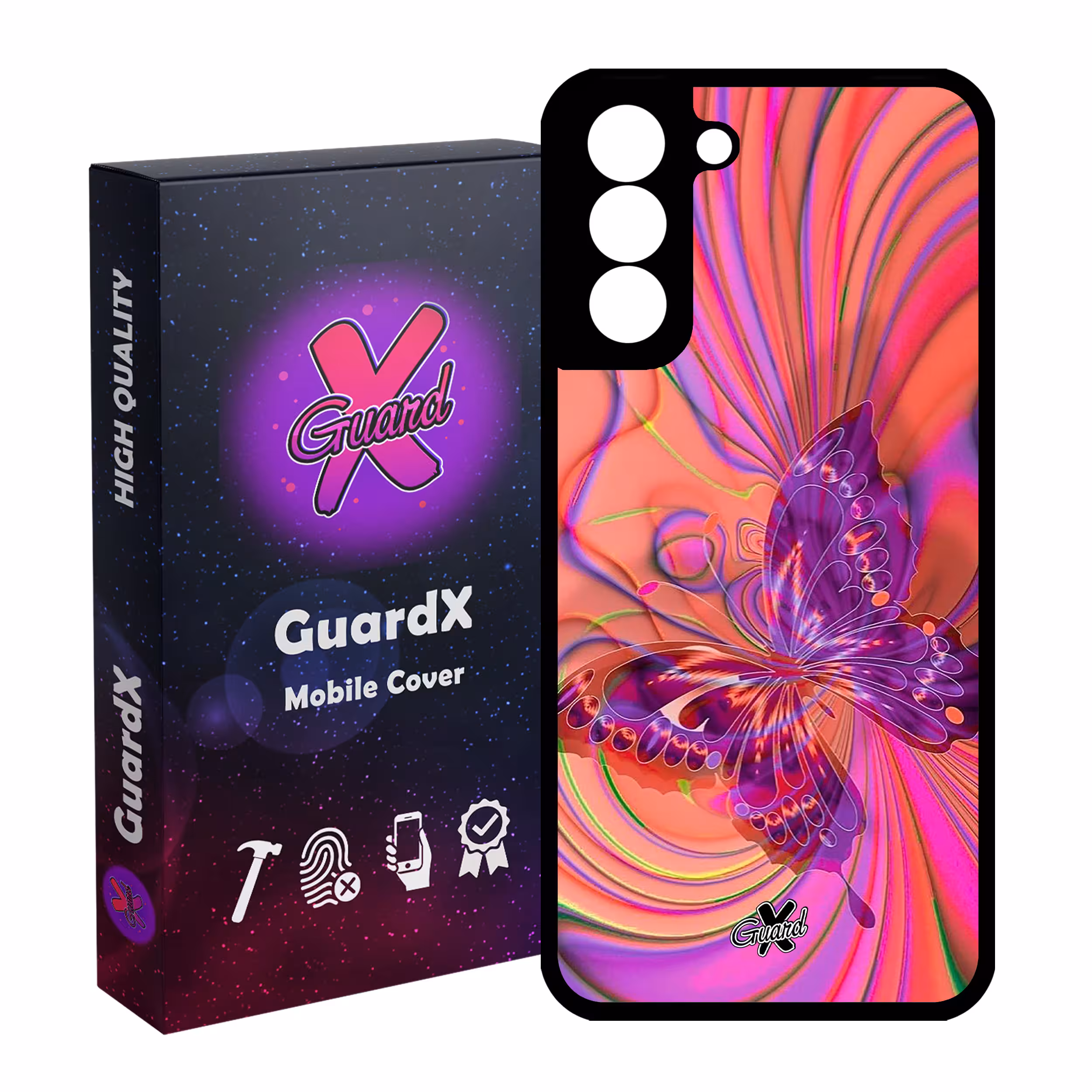 کاور گارد ایکس طرح پروانه مدل Glass10280 مناسب برای گوشی موبایل سامسونگ Galaxy S21 FE