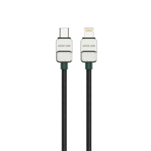 کابل کنفی تایپ‌سی به لایتنینگ گرین لاین Green Lion USB-C to Lightning 27w Braided Cable