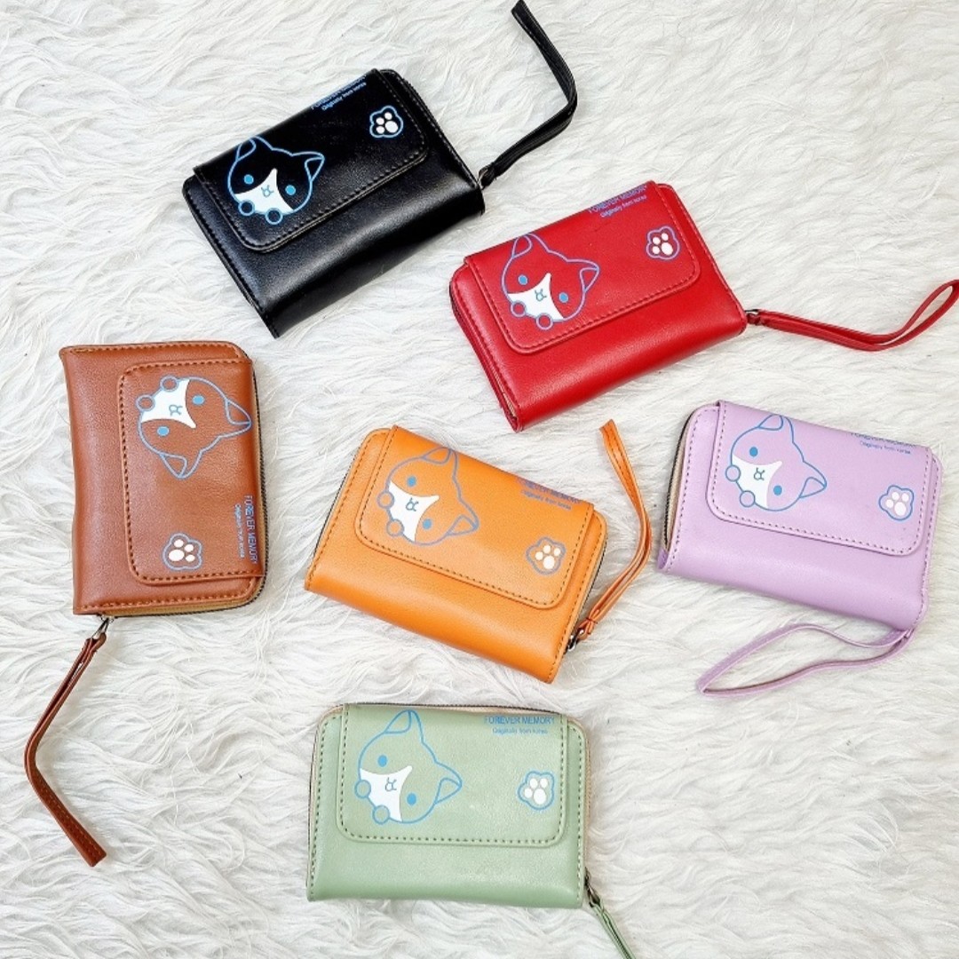 کیف پول فانتزی گربه هندو دخترانه در رنگ بندی 