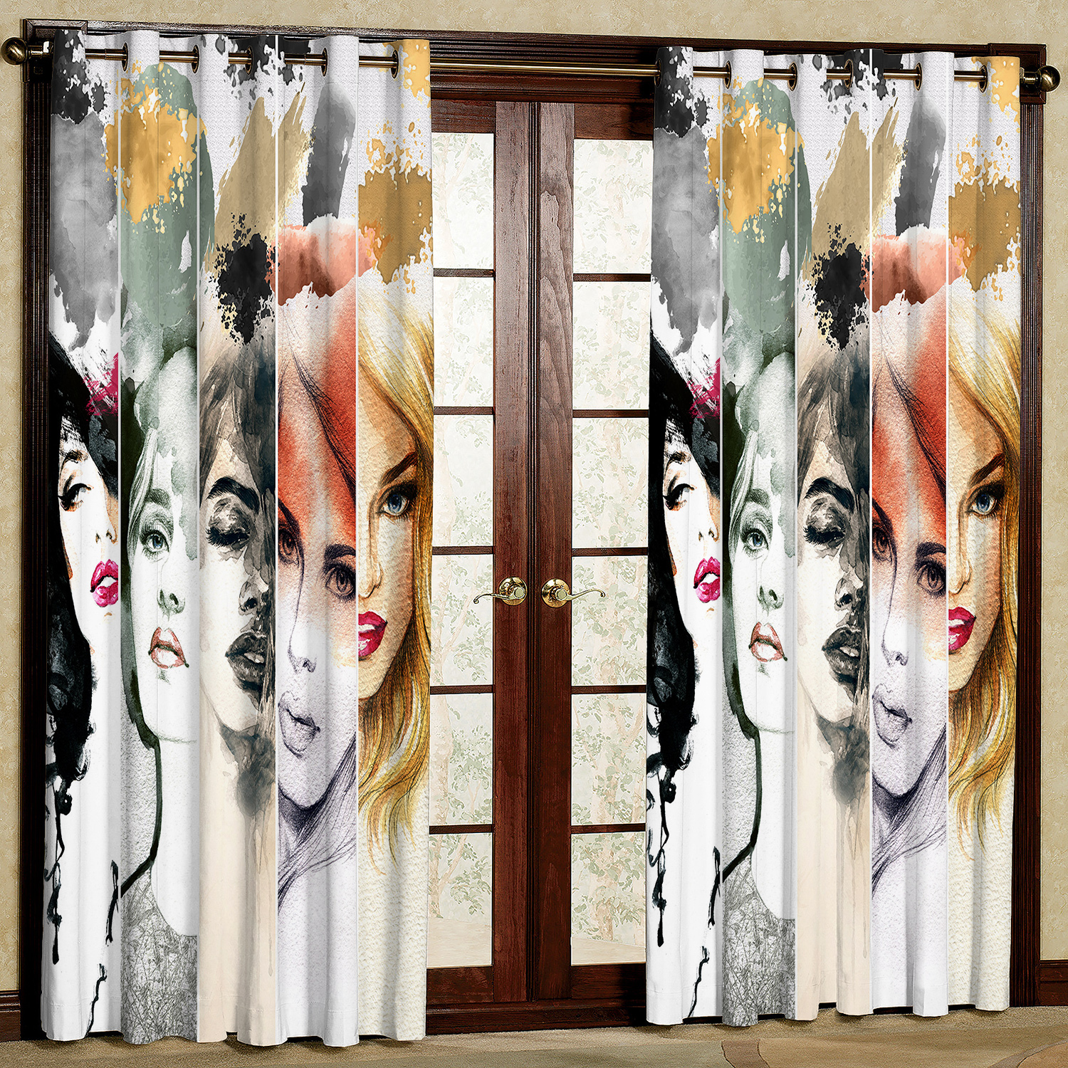 پرده مدل چهره دختر مخمل پانچی کد 1924 سایز 200x140 سانتی متر