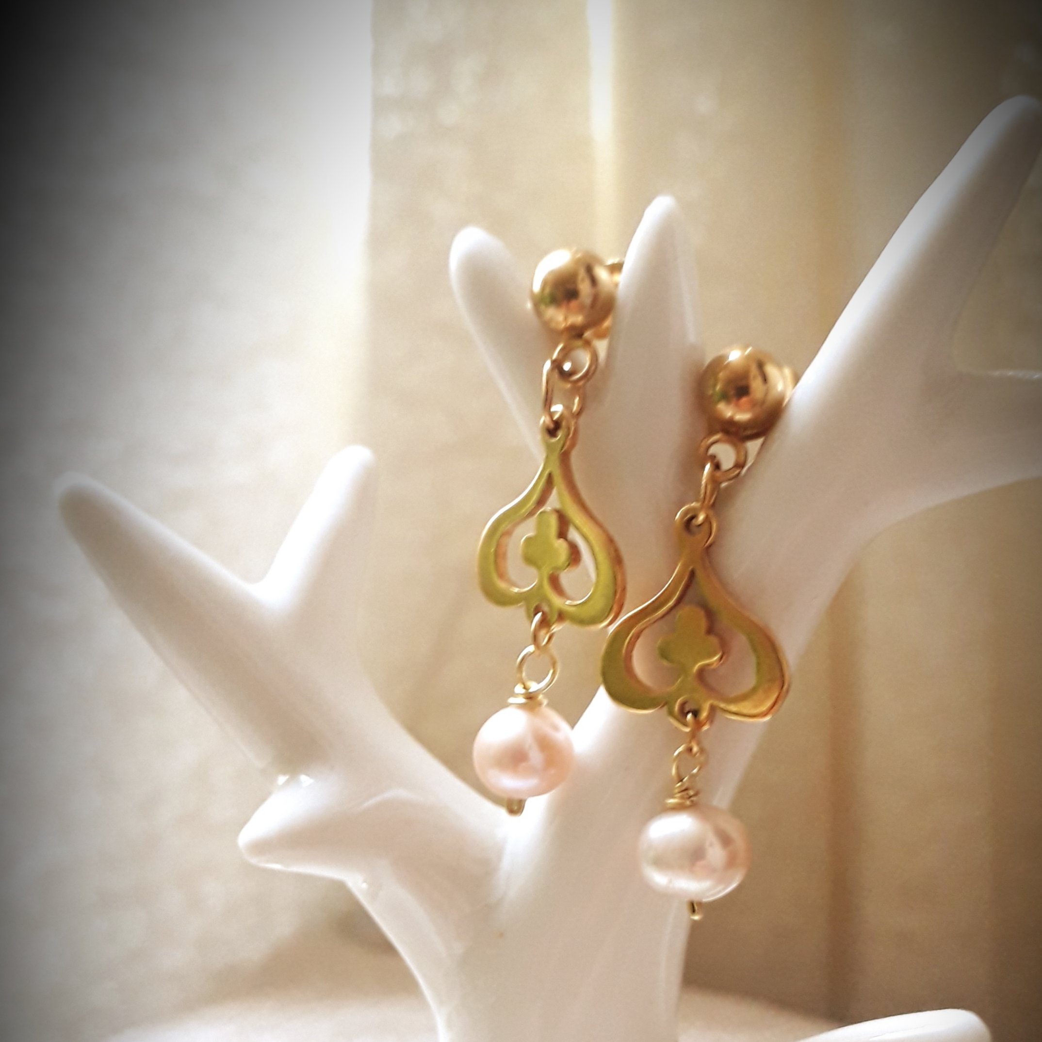 گوشواره استیل و مروارید پرورشی باروک-مهرک -ناموجود