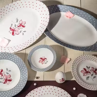 سرویس غذاخوری 28 پارچه چینی زرین ایران سری ایتالیا اف مدل والنسیا درجه یک