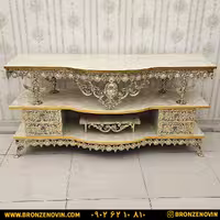 میز تلویزیون برنزی طول 140 مدل خورشیدی برگی کد 9971