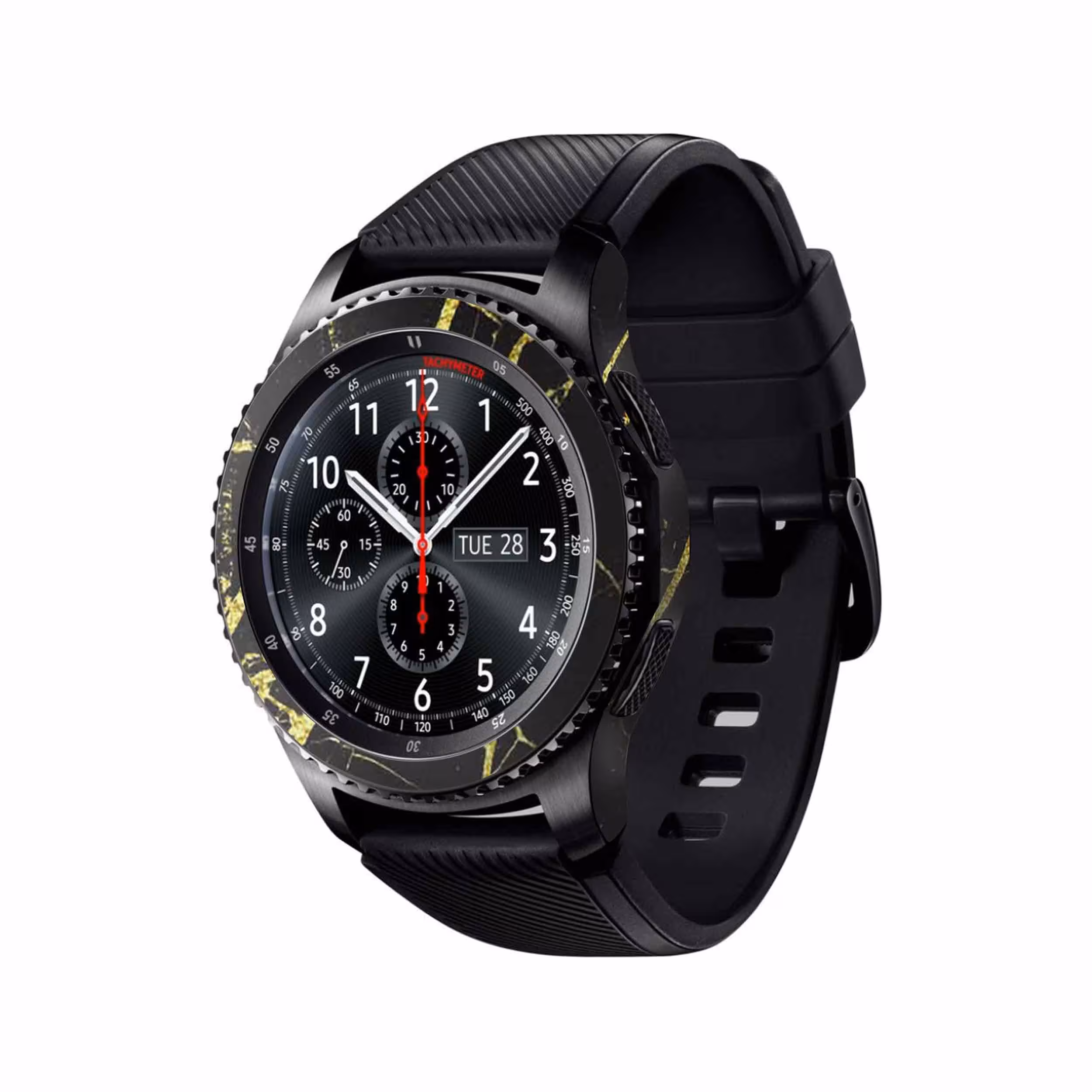 برچسب ماهوت طرح Graphite-Gold-Marble مناسب برای ساعت هوشمند سامسونگ Galaxy Gear S3 Frontier