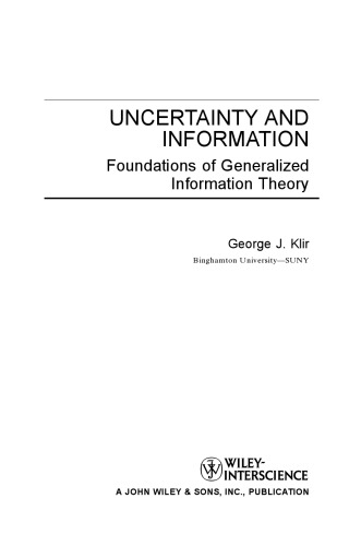 خرید و دانلود نسخه کامل کتاب Uncertainty and Information: Foundations of Generalized Information Theory