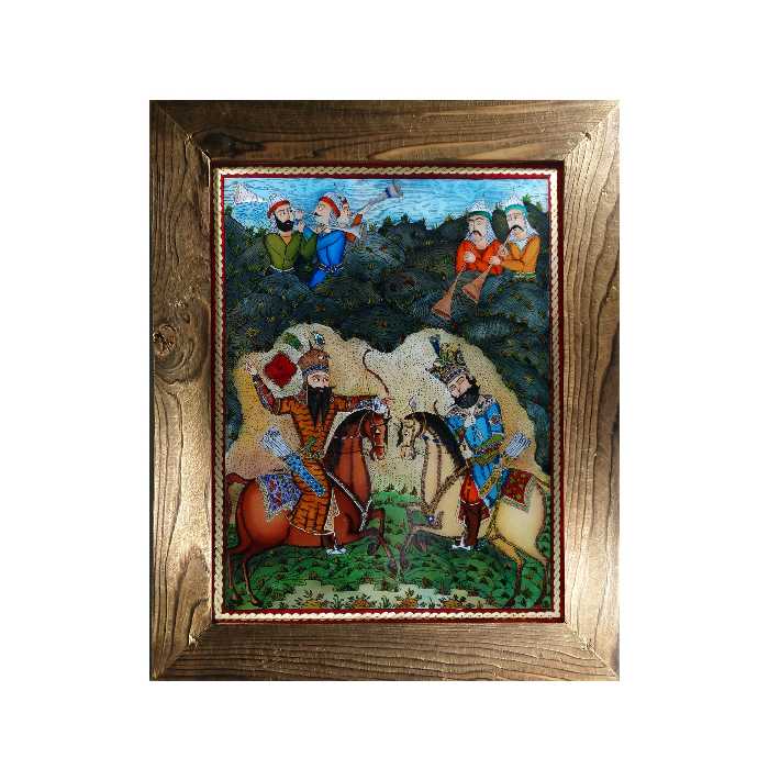 تابلو نقاشی طرح رفتن رستم به جنگ و کشته شدن اسفندیار کد 023