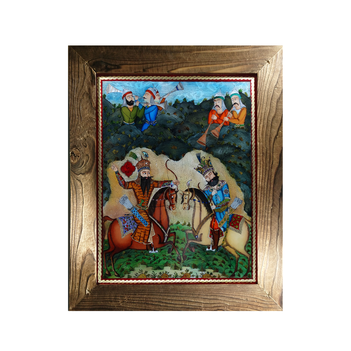 تابلو نقاشی طرح رفتن رستم به جنگ و کشته شدن اسفندیار کد 023