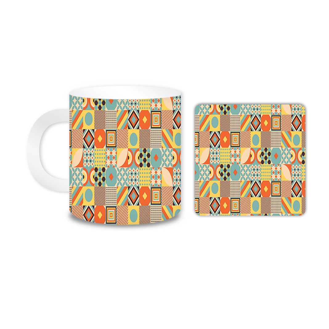 ماگ مدل شطرنجی کد 677 به همراه زیر لیوانی