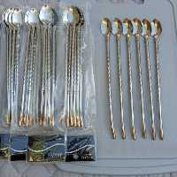 قاشق شربت خوری نی دار بسته 6 عددی جنس استیل 