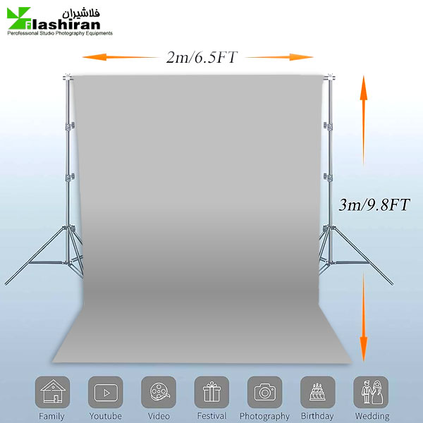 پرده (فون) شطرنجی 3 × 2 متر طوسی