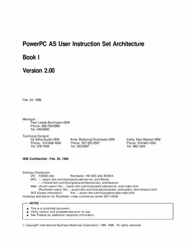 خرید و دانلود نسخه کامل کتاب PowerPC AS User Instruction Set Architecture Book I Version 2.00