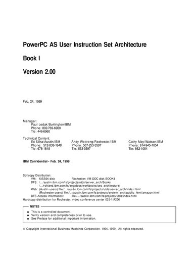 خرید و دانلود نسخه کامل کتاب PowerPC AS User Instruction Set Architecture Book I Version 2.00