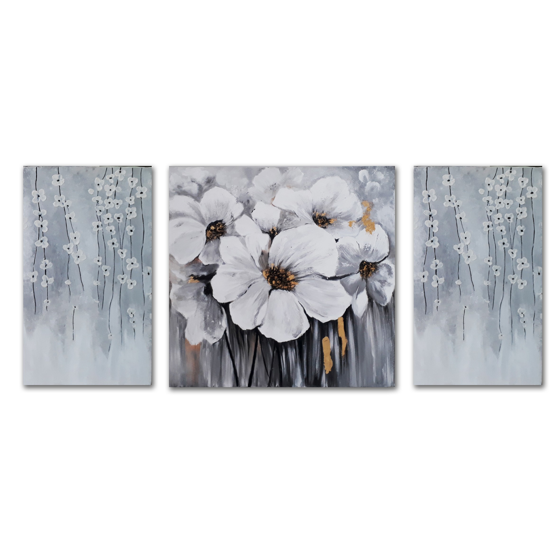 تابلوی دکوراتیو 3 تکه اکریلیک طوسی سفید،50در110