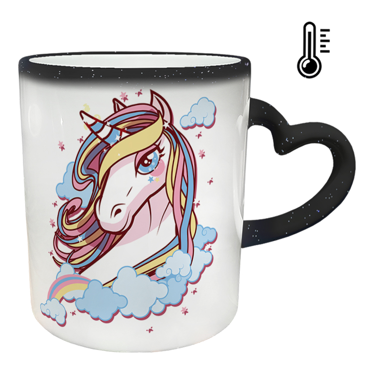 ماگ حرارتی مدل دسته قلبی اکلیلی طرح یونیکورن کد 18