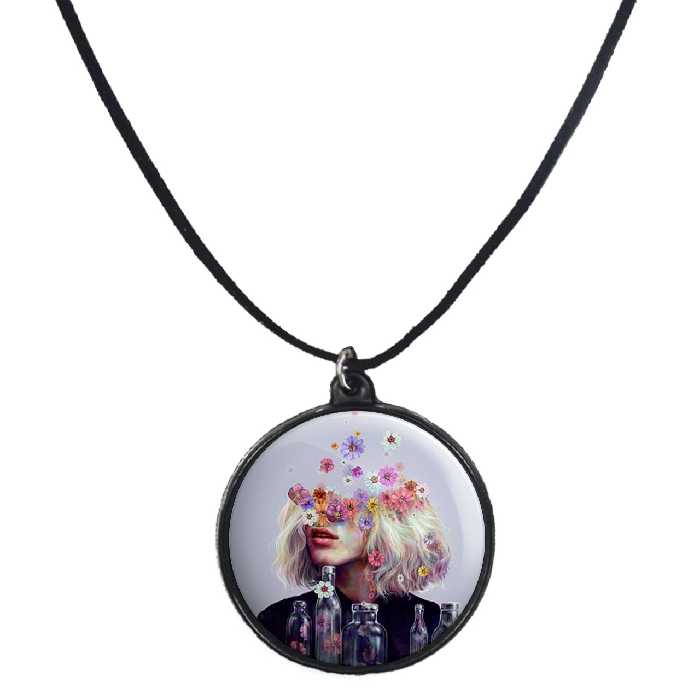 گردنبند پرمانه طرح دخترونه کد pmb.2442 مدل دو طرفه