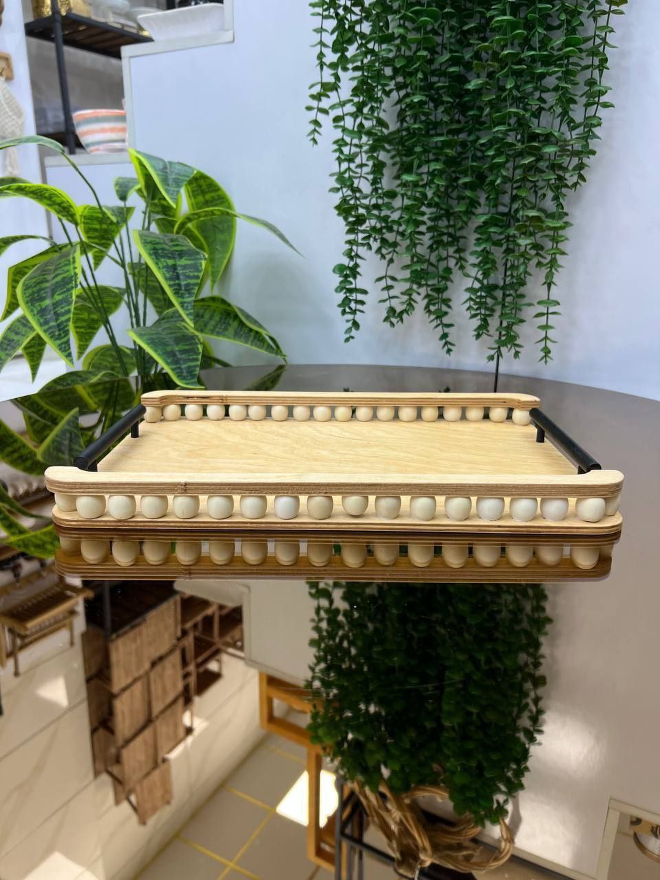 سینی مستطیل مهره دار دسته فلزی