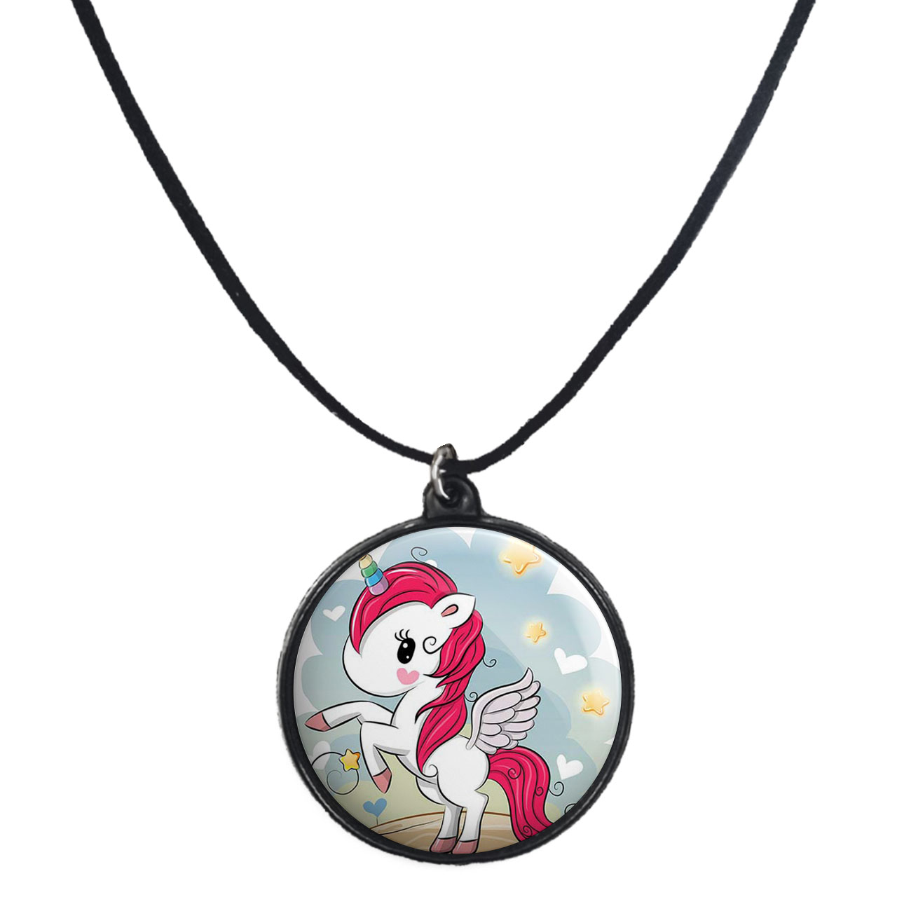 گردنبند پرمانه طرح یونیکورن کد pmb.7220مدل دو طرفه