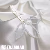 سنجاق شینیون کریستال سفید برگ مدل SNJBRG1WHT ماه فام و تاج ماه