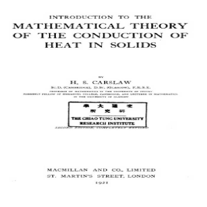 خرید و دانلود نسخه کامل کتاب Introduction to the mathematical theory of the conduction of heat in solids