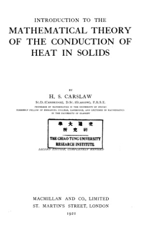 خرید و دانلود نسخه کامل کتاب Introduction to the mathematical theory of the conduction of heat in solids
