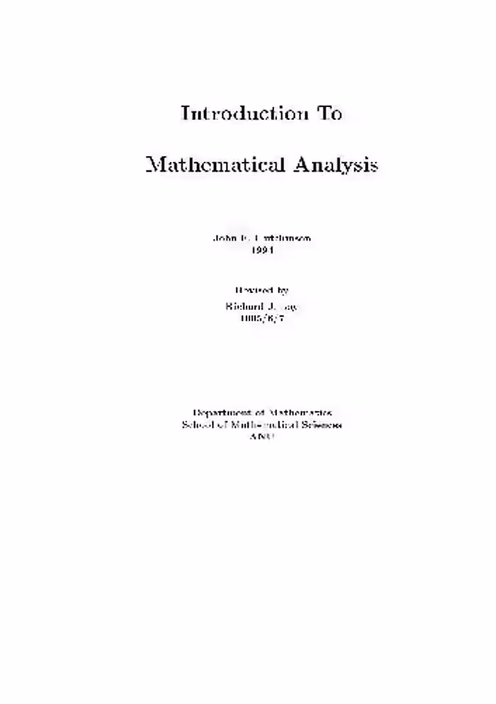 خرید و دانلود نسخه کامل کتاب Introduction to mathematical analysis
