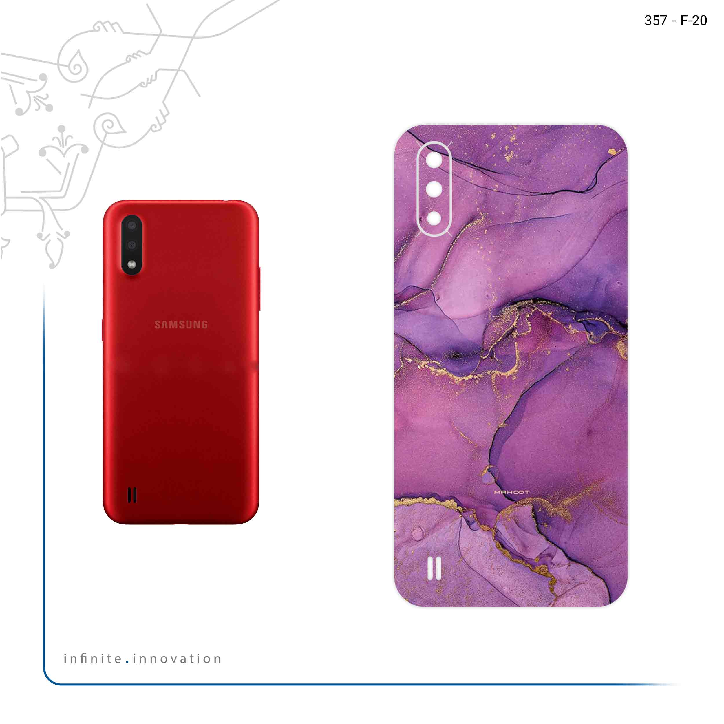 برچسب پوششی ماهوت مدل Purple Marble مناسب برای گوشی موبایل سامسونگ Galaxy A01