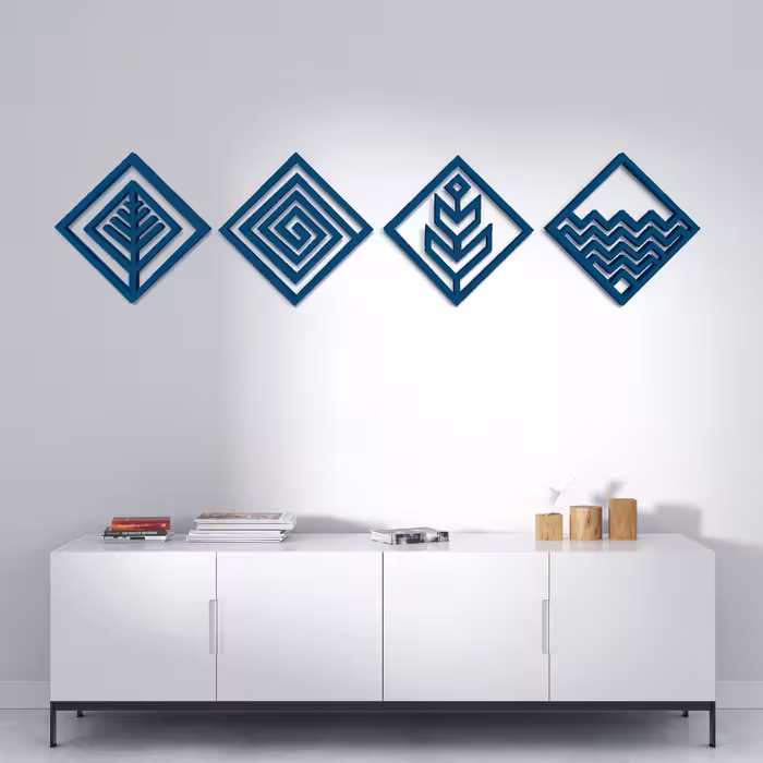 دیوارکوب مدل عناصر چهارگانه طرح لوزی مجموعه 4 عددی