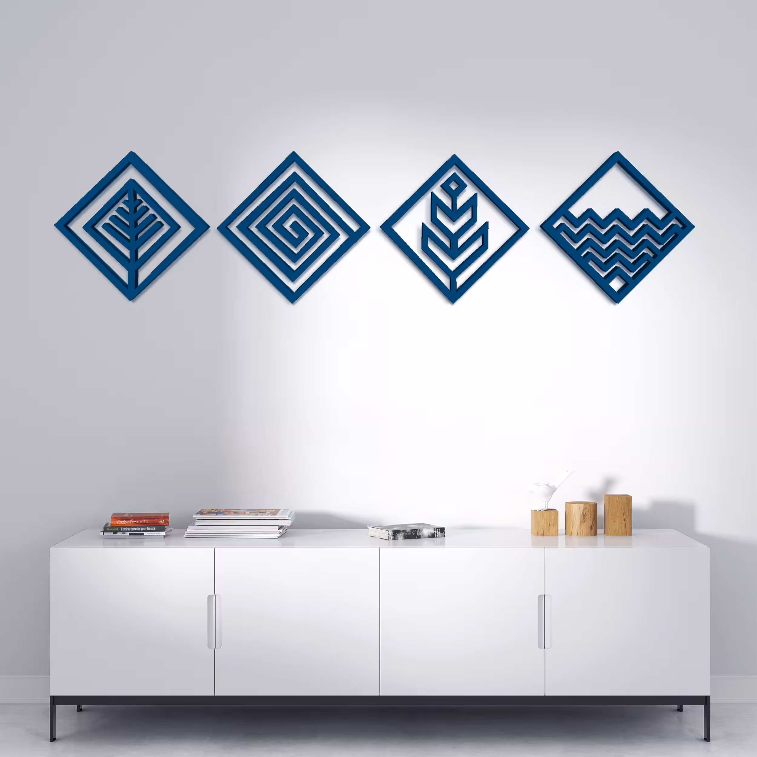 دیوارکوب مدل عناصر چهارگانه طرح لوزی مجموعه 4 عددی