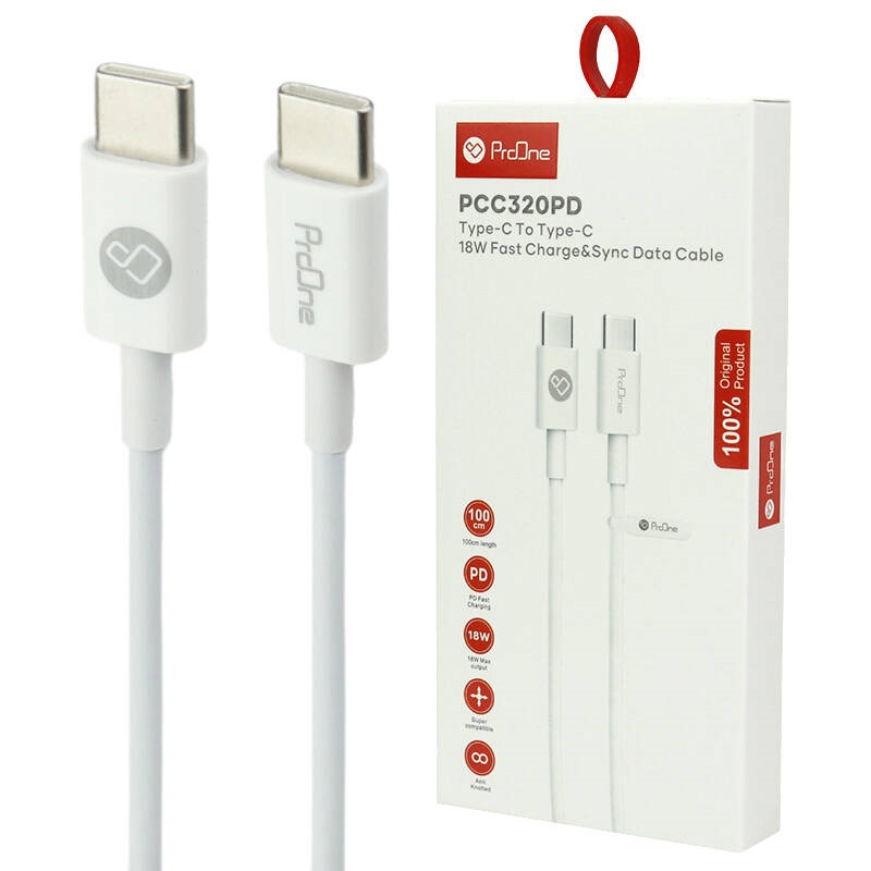 کابل تبدیل فست شارژ ProOne PCC320 Type-C To Type-C 1.2A PD 18W 1m