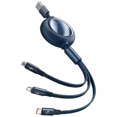 کابل تبدیل USB به USB-C/MicroUSB/لایتنینگ باسئوس مدل MIR66J01 طول 1.2 متر