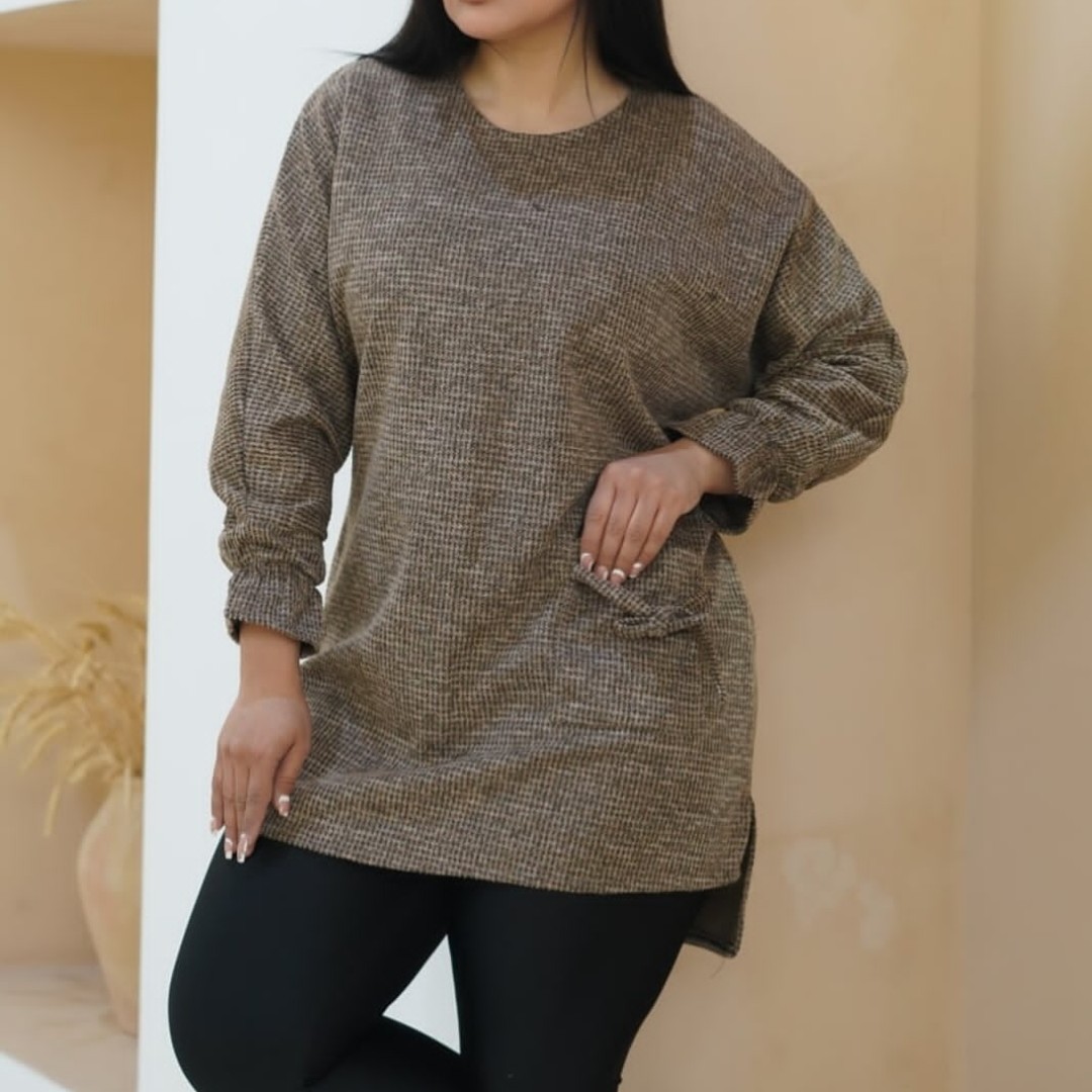 تونیک مانتویی آستین طرح دار          
