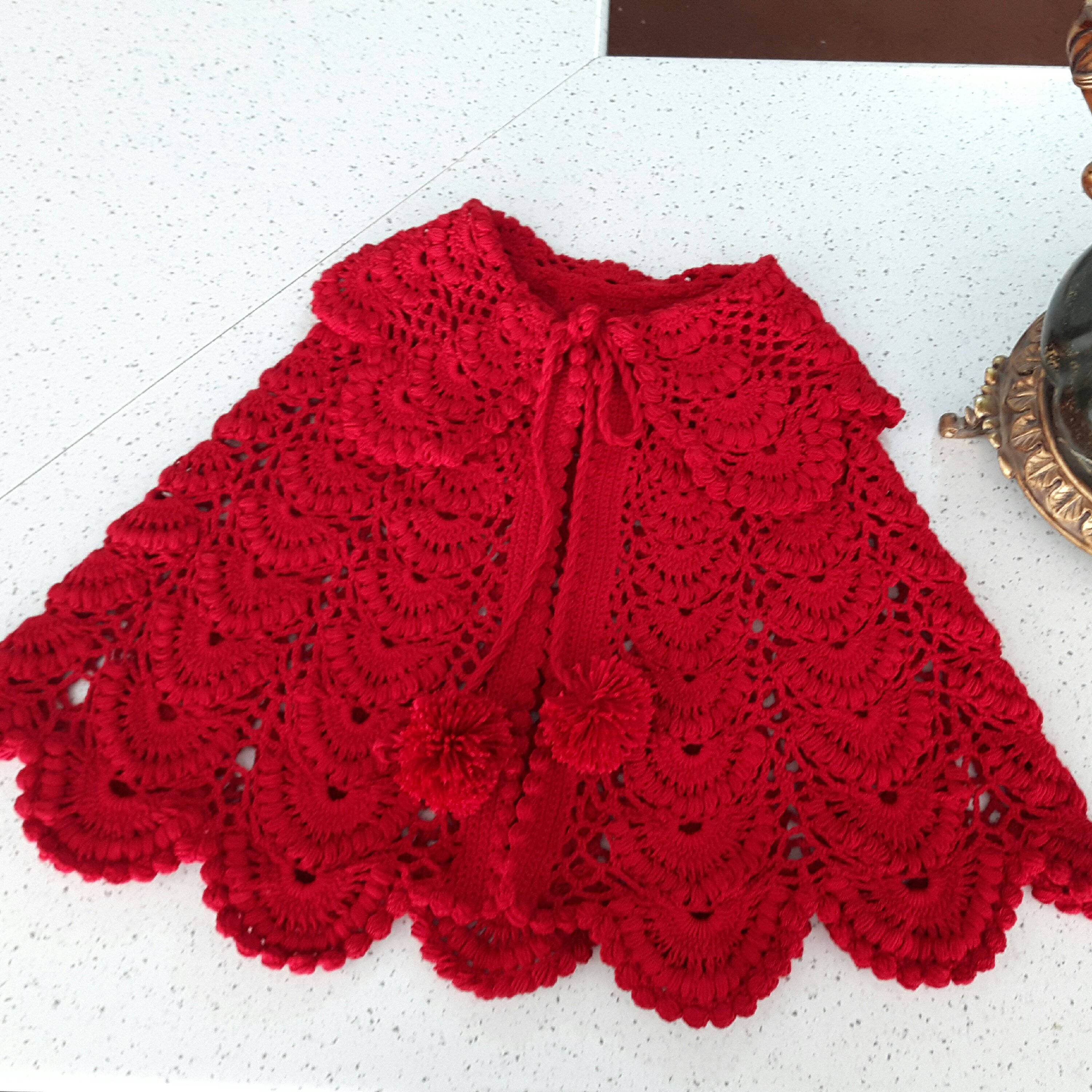 شنل دست بافت قلاب بافی دخترانه