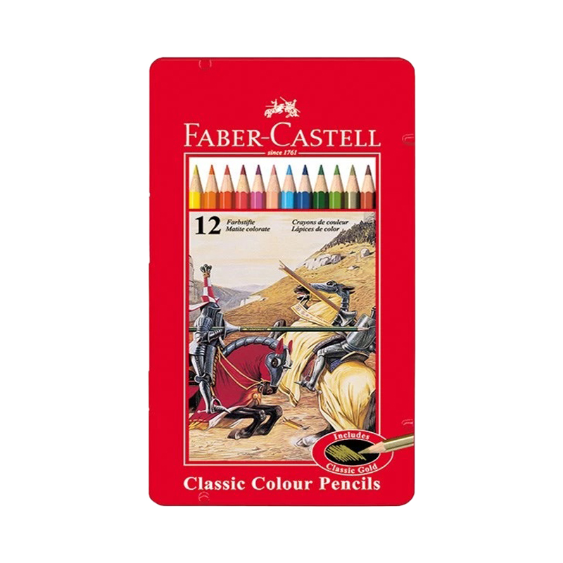 مداد رنگی 12 رنگ فابر کاستل جعبه فلزی