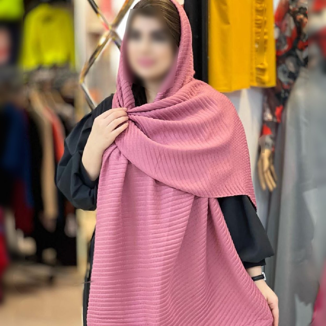 شال پلیسه پوست ماری رنگی منگوله دار