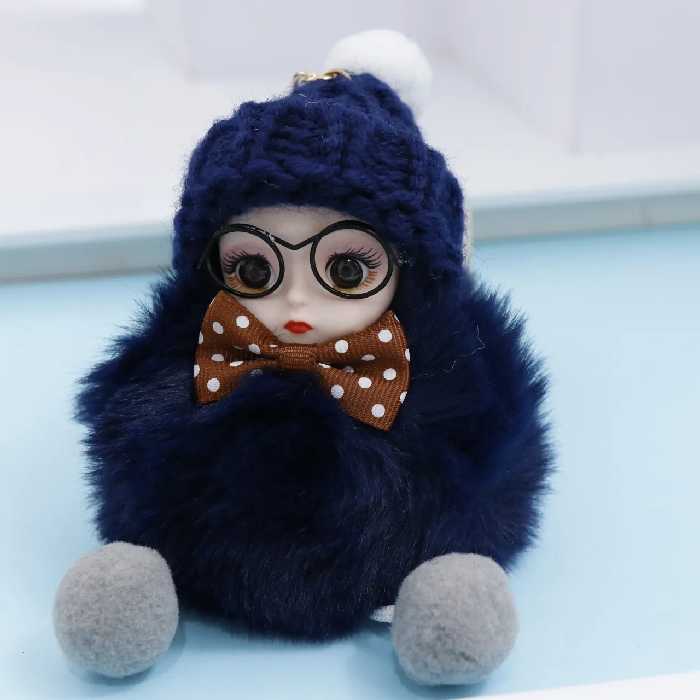 سرکلیدی خزی کودک عینکی سورمه ای 30172