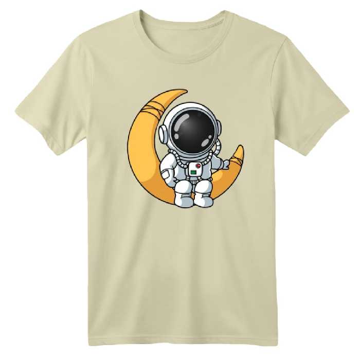 تی شرت آستین کوتاه بچگانه مدل فضانورد کد 11  رنگ کرم