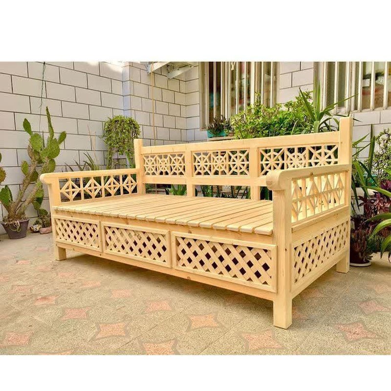 تخت سنتی تمام شبکه چوب روس درجه یک