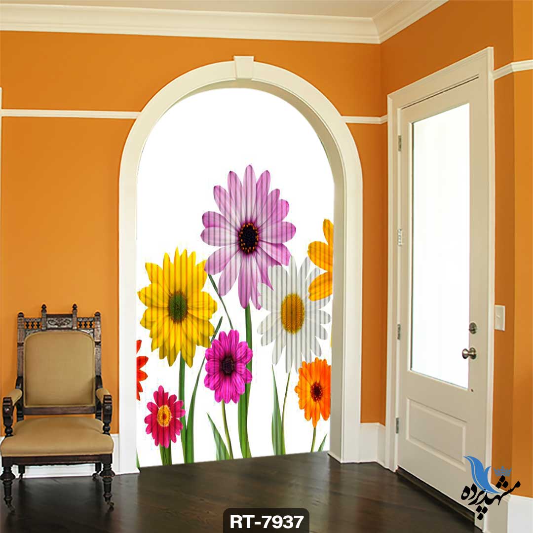 پرده شرشره تصویری طرح گل های طبیعی RT7937