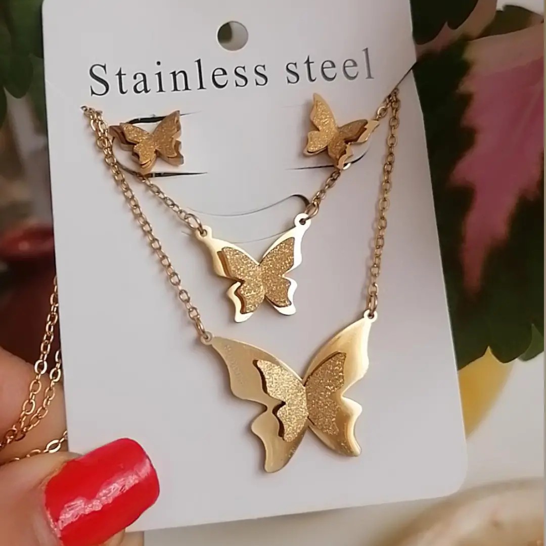 گردنبند وگوشواره پروانه ای